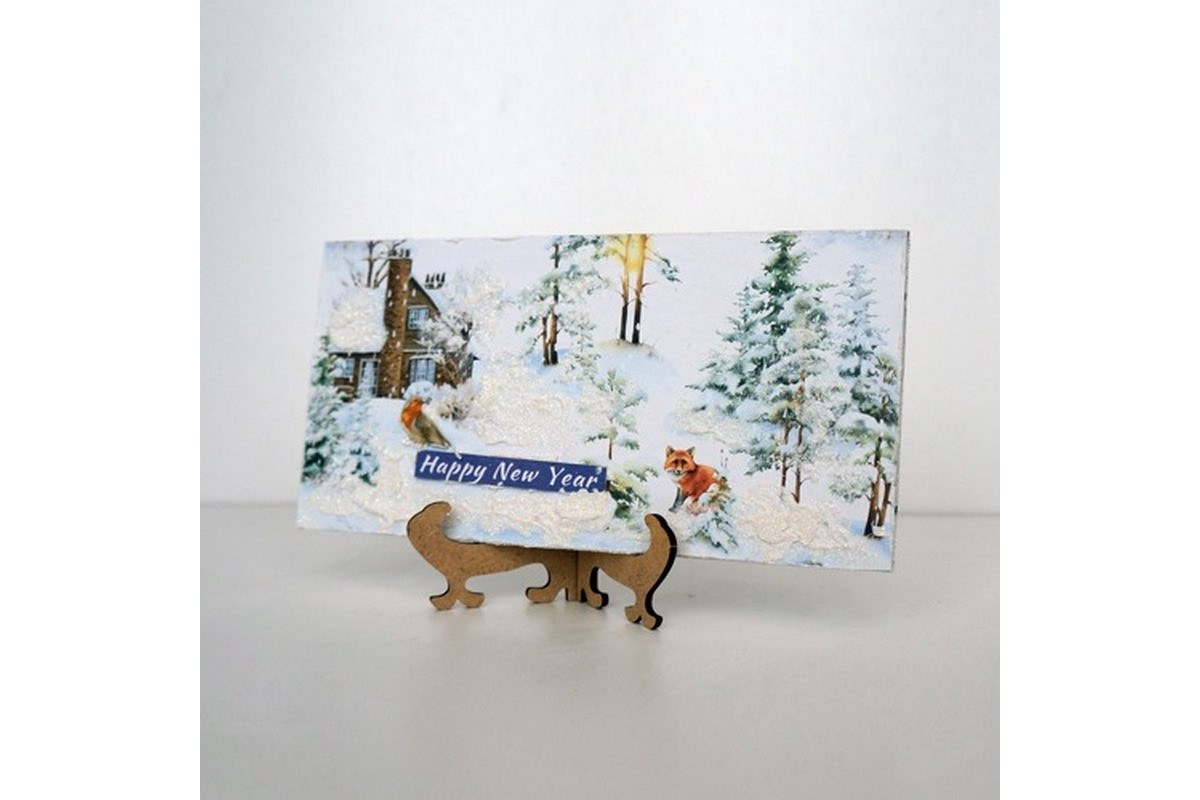 Набір для створення 2 шт вітальних листівок на підставках "Зимовий ліс" FDGCK-049, 20 см х 10 см