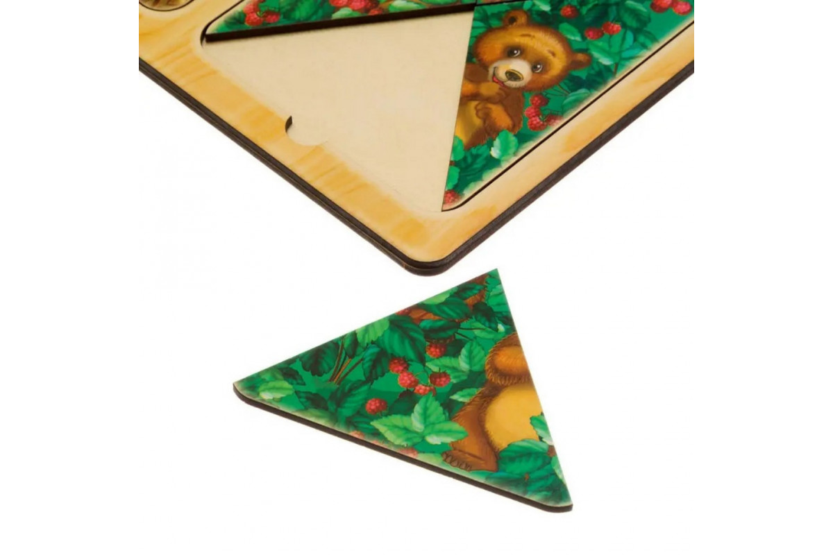 Деревянный пазл-вкладыш "Ежи и медведи" Ubumblebees (ПСД186) PSD186 в рамке