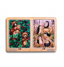 Деревянный пазл-вкладыш "Ежи и медведи" Ubumblebees (ПСД186) PSD186 в рамке