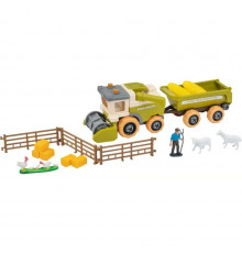 Детский игровой набор "Веселый хутор" OTAMANKO 8806O трактор с прицепом для бревен, фермер с коровами