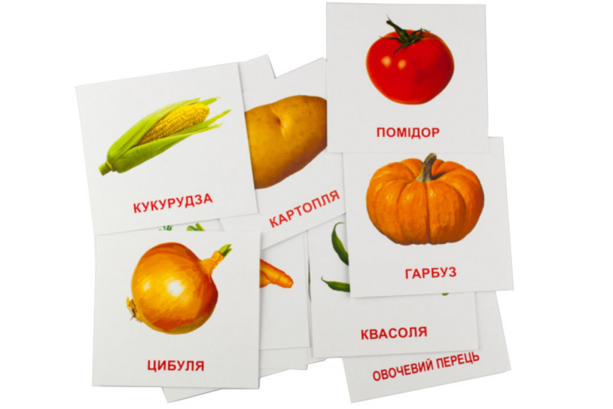 Розвиваючі картки "Овочі" (110х110 мм) 65798 укр. /англ. мовою