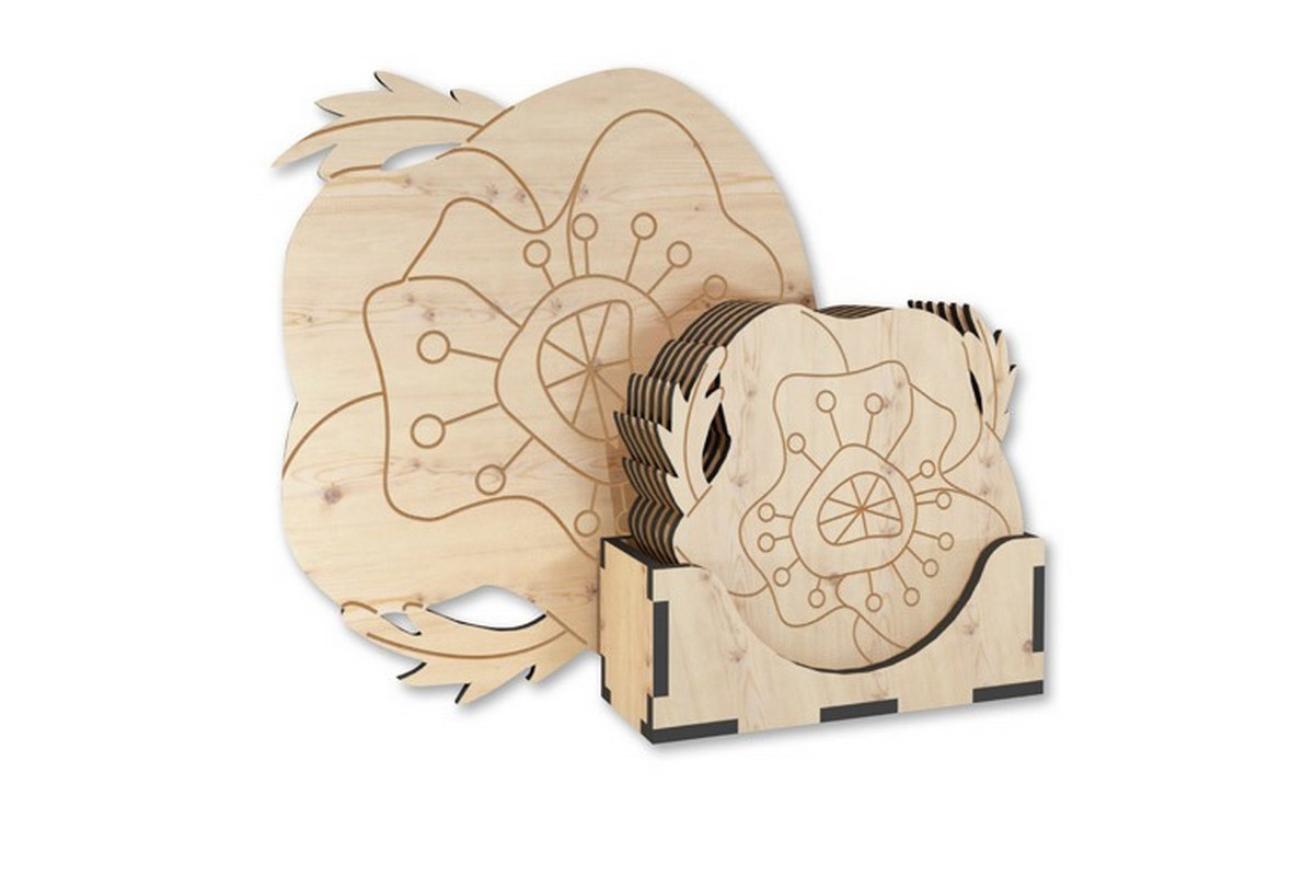 Деревянная подставка под горячее "Маки" FDPO-303