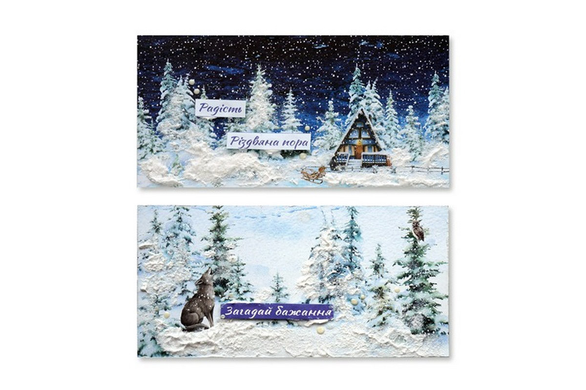 Набір для створення 2 шт вітальних листівок на підставках "Зимові казки" FDGCK-048, 20 см х 10 см