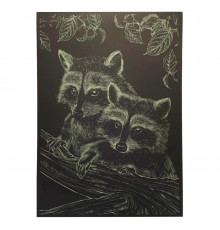 Гравюра А4 "Енот" ГрА4-16з эконом вариант в пакете 29,7х21 см