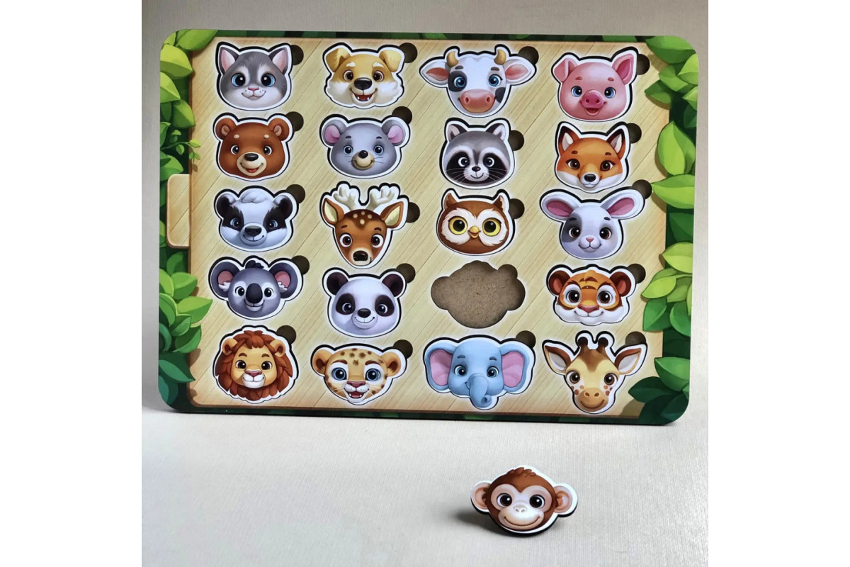 Дерев'яний пазл-сортер "Мордочки" Ubumblebees (ПСФ084) PSF084 мордочки тварин