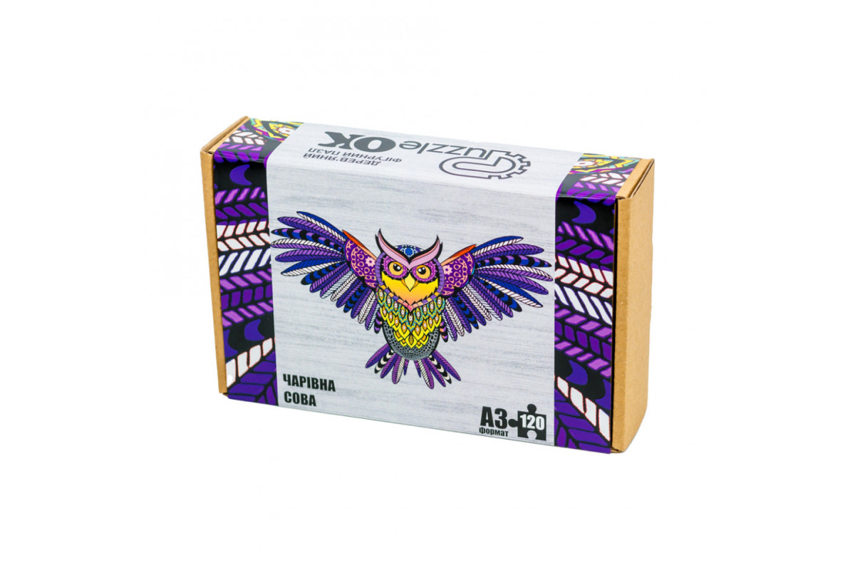 Фигурный деревянный пазл A3 "Волшебная сова" PuzA3-00723, 120 элементов