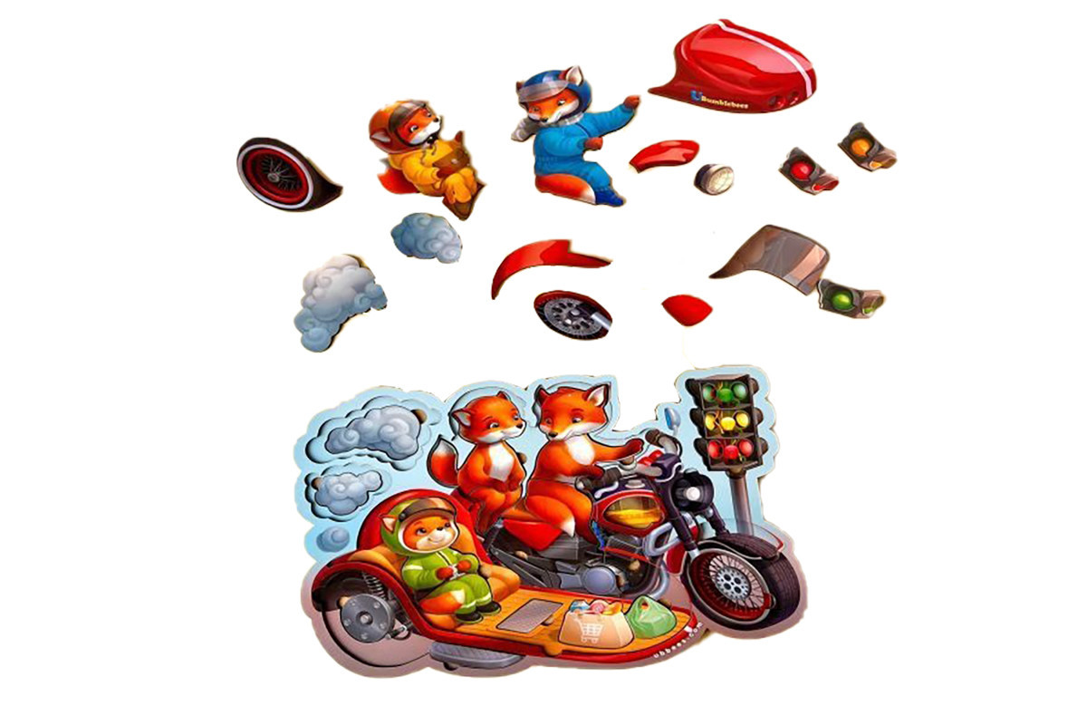 Пазл Многослойные вкладыши "Лисята на мотоцикле" (ПСД211) PSD211, 39 элементов