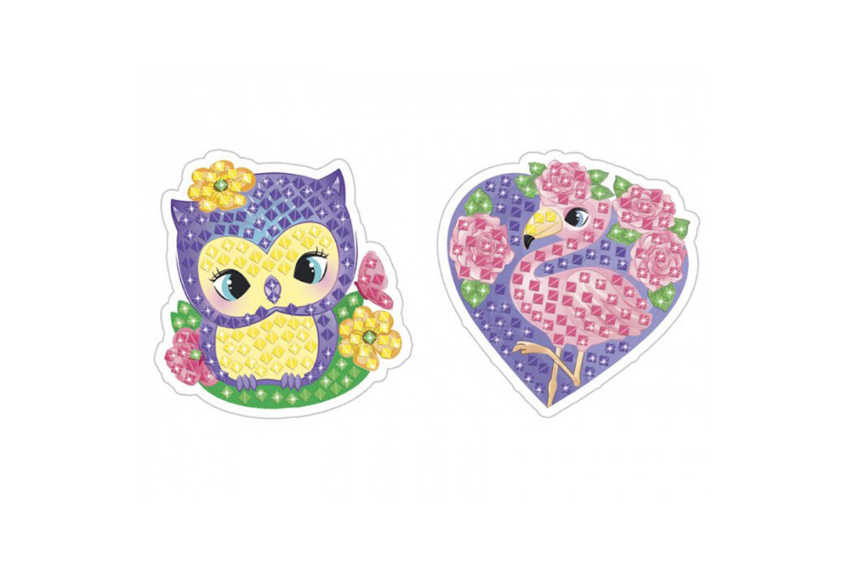 Стикерная мозаика "Сова и Фламинго" 10100514У с раскраской