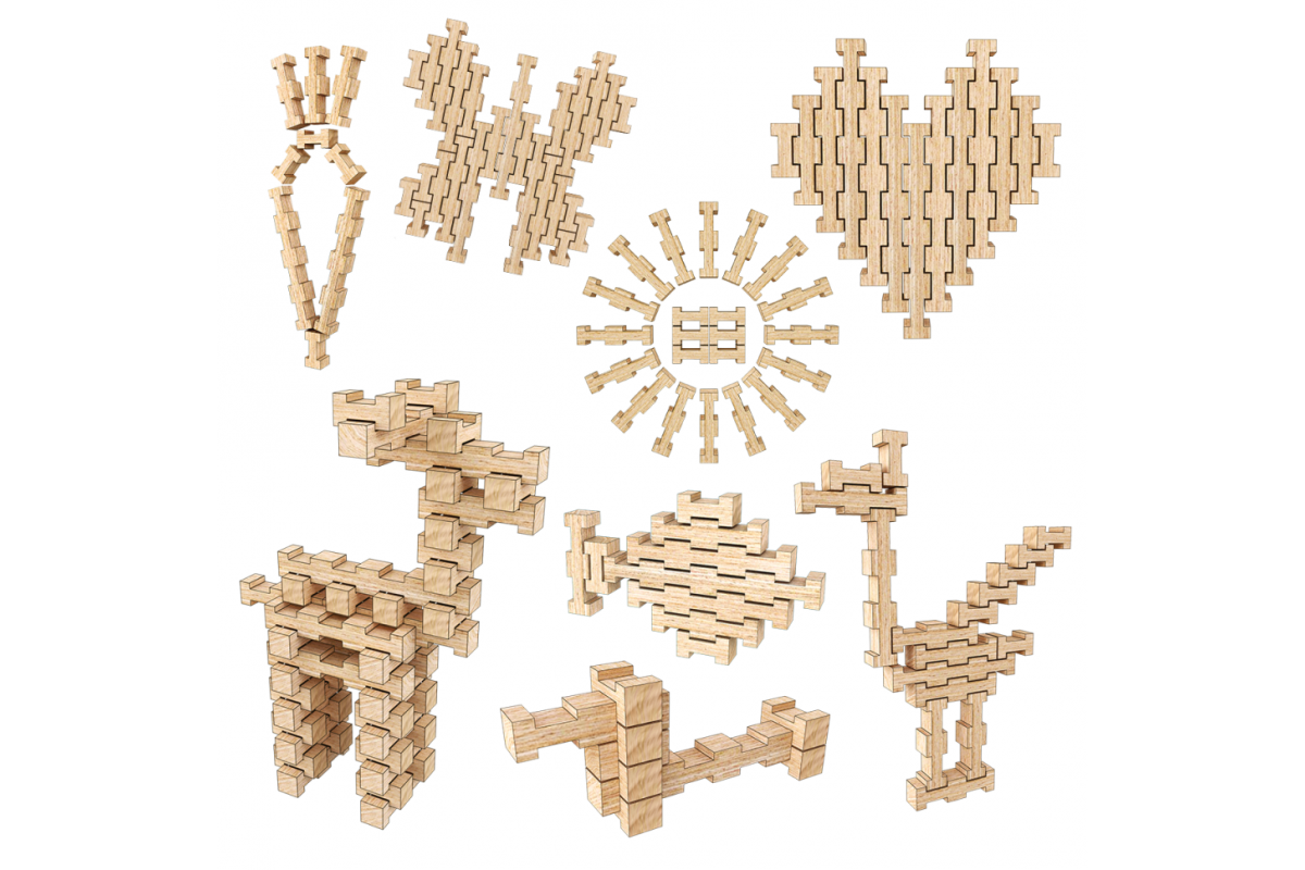 Дерев'яний конструктор "Фантазія" Igroteco 900033, 240 деталей
