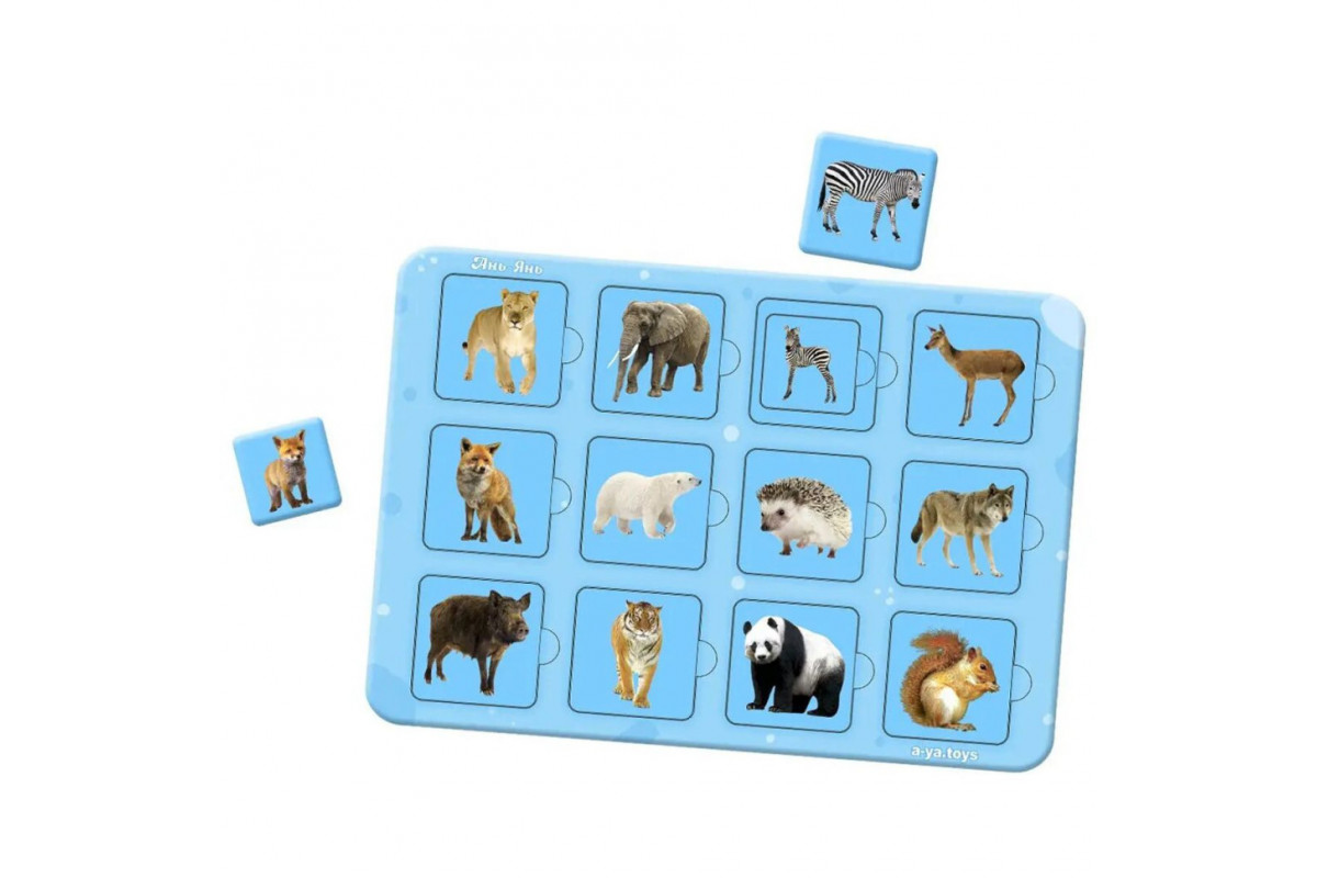 Дерев'яний пазл-сортер "Мама та малюк" Ubumblebees (ПСФ087) PSF087 дикі тварини