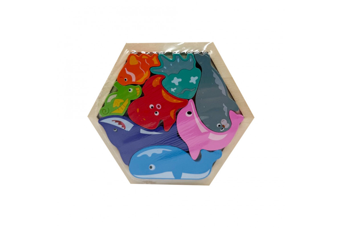 Детский деревянный пазл вкладыш "Морские животные" C9441-3