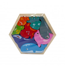 Детский деревянный пазл вкладыш "Морские животные" C9441-3