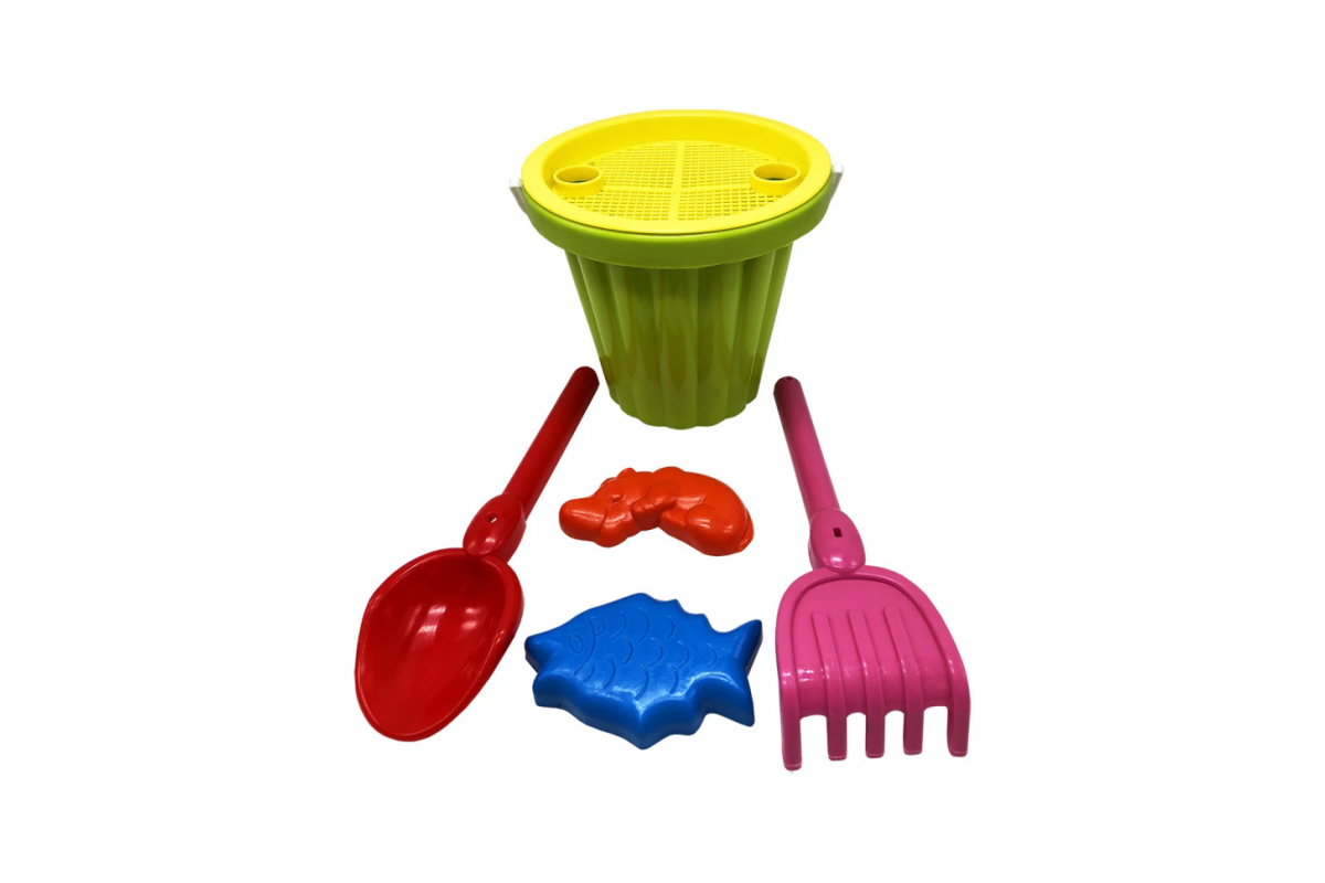 Пісочний набір "Великий" Mtoys S0004 лопатка, граблі та дві пасочки Зелений
