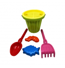 Песочный набор Большой Mtoys S0004 лопатка, грабли и две пасочки Зеленый