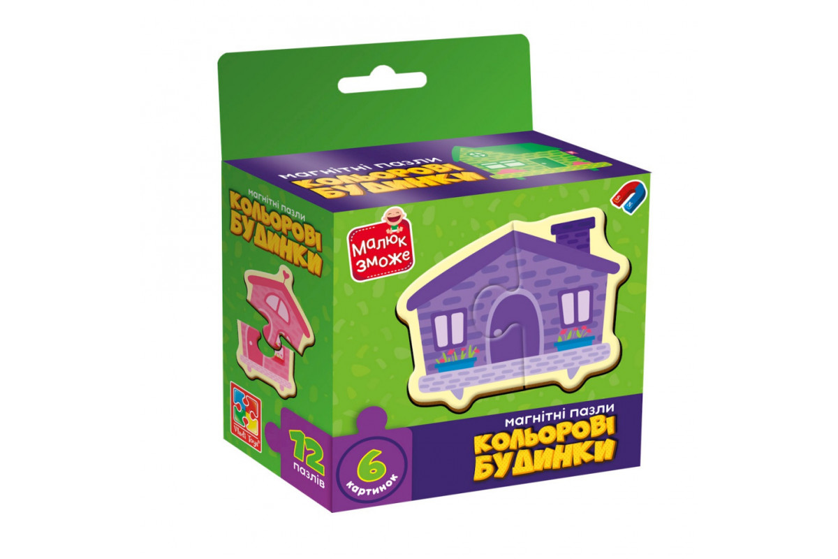 Дитячі магнітні пазли "Кольорові будинки" VT1733-03, 6 картинок