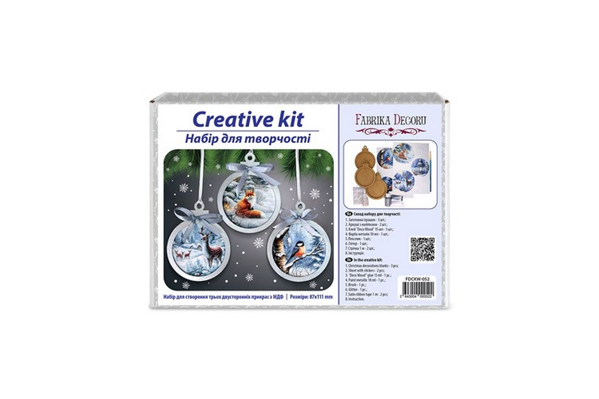 Творческий набор для создания 3-х елочных украшений "Winter Forest" FDCKW-052