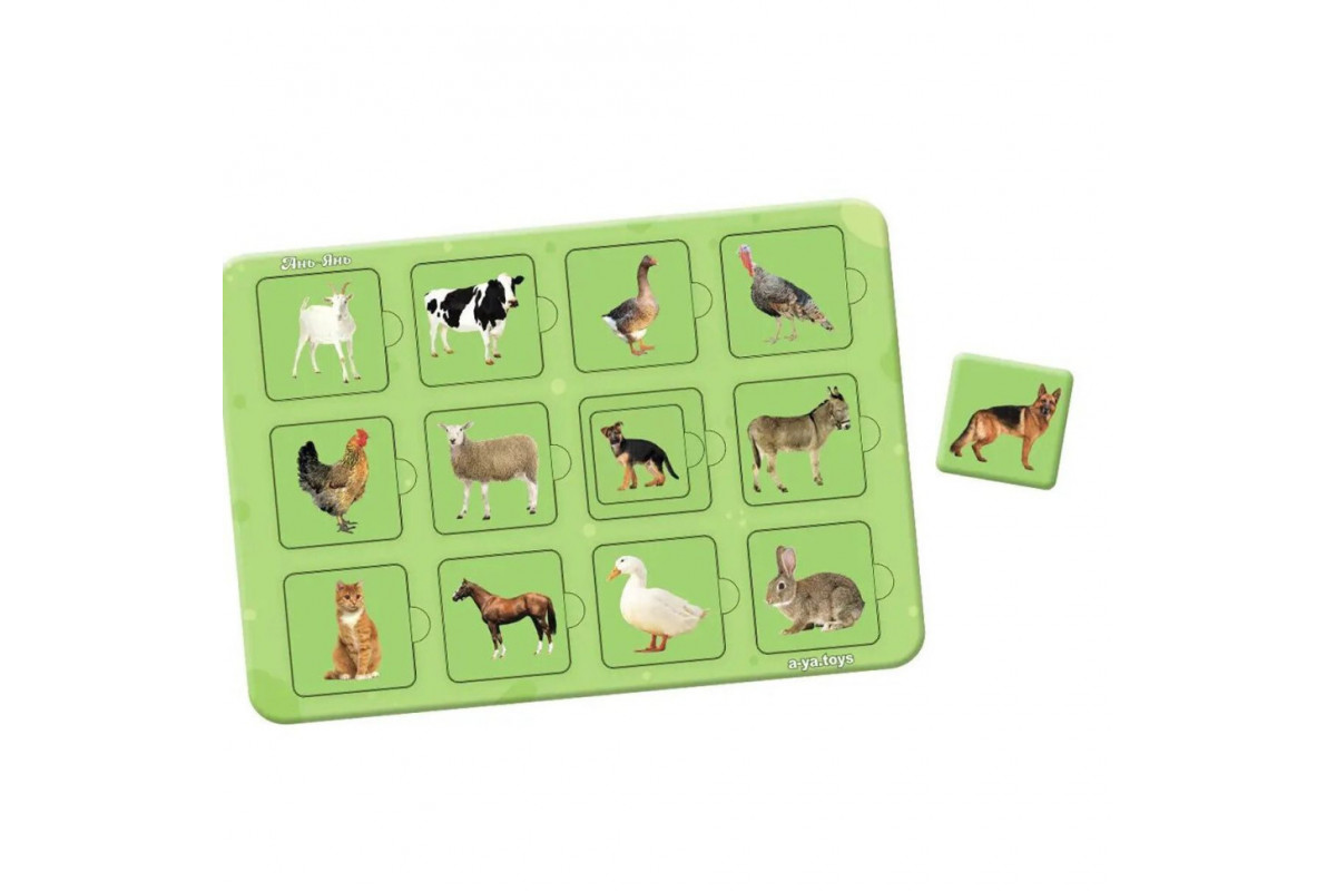 Деревянный пазл-сортер "Мама и малыш" Ubumblebees (ПСФ088) PSF088 домашние животные