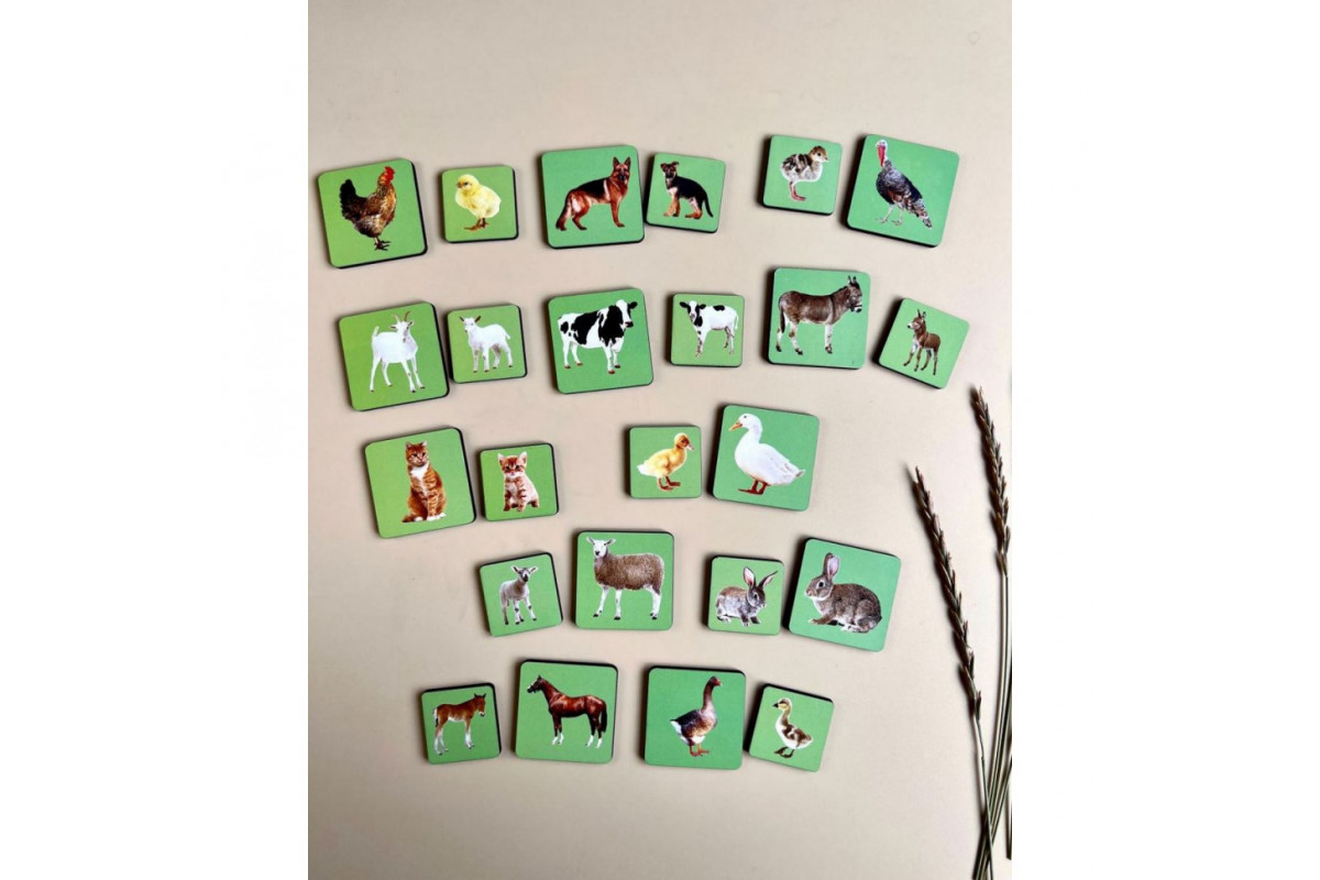 Деревянный пазл-сортер "Мама и малыш" Ubumblebees (ПСФ088) PSF088 домашние животные