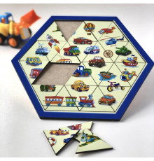 Деревянный пазл-головоломка "Транспорт" Ubumblebees (ПСФ024) PSF024 шестиугольник