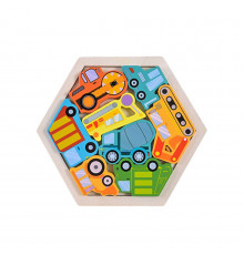 Детский деревянный пазл вкладыш "Строительный транспорт" C9441-2