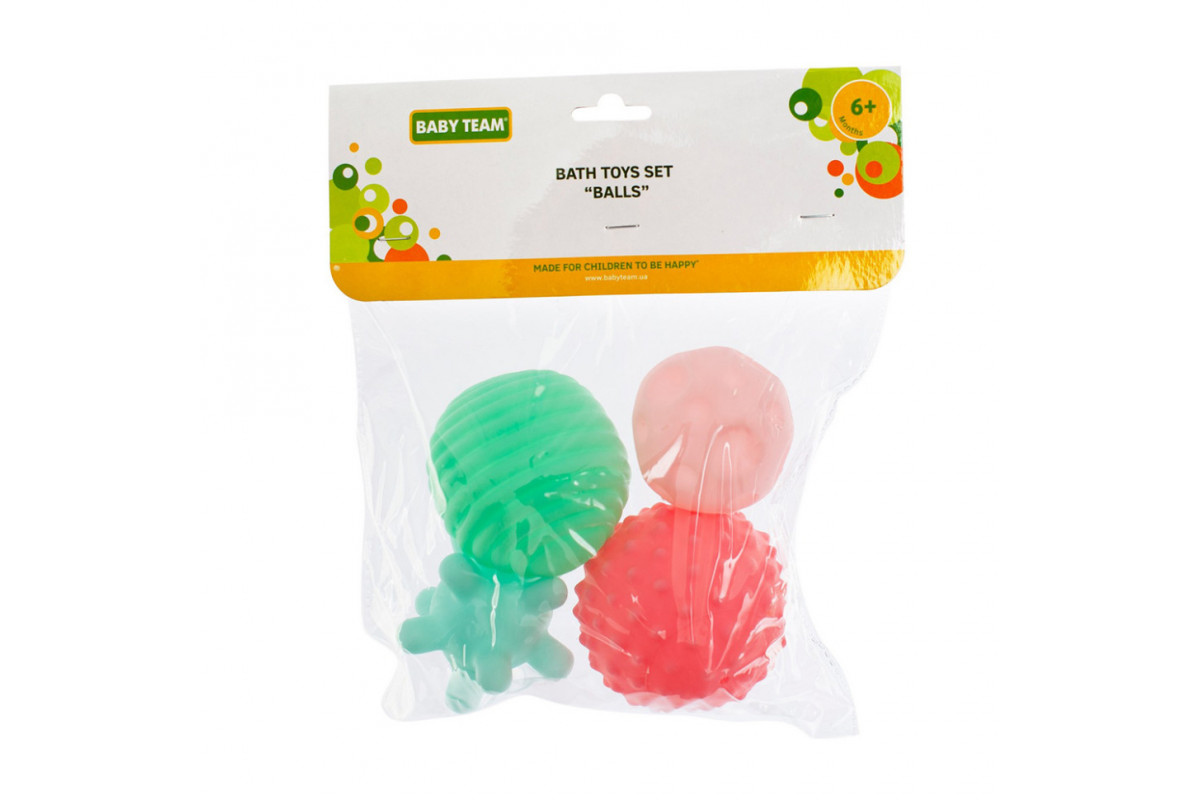 Дитячий набір іграшок для ванної "М'ячики" 9024 у наборі 4 штуки
