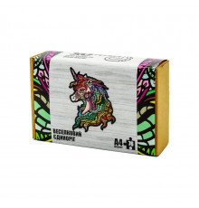 Фигурный деревянный пазл A4 Радужный Единорог PuzA4-00701, 76 деталей