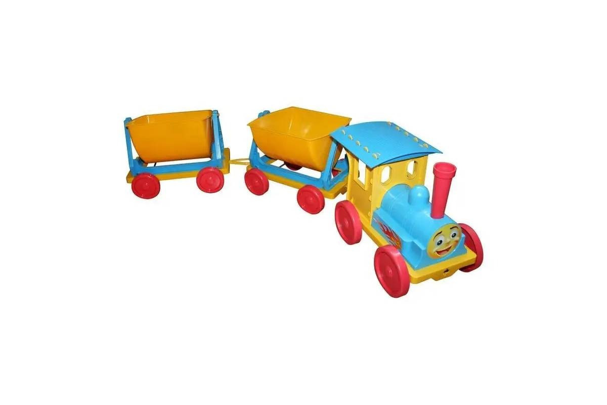 Поезд-конструктор 013118/1 голубой 2 прицепа