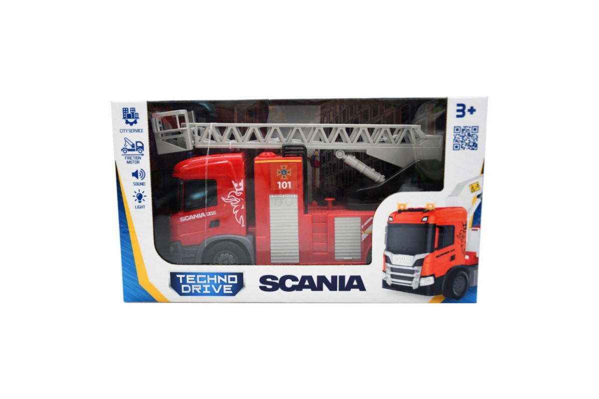 Автомодель детская Scania "Пожарная машина" TechnoDrive 6407KS, свет, звук