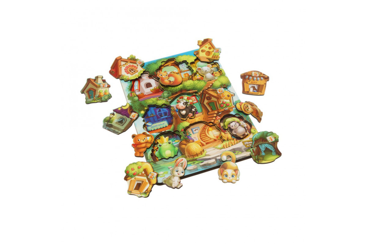 Дерев'яний пазл-вкладиш "Де чий будиночок на дереві?" Ubumblebees (ПСД172) PSD172 тришаровий