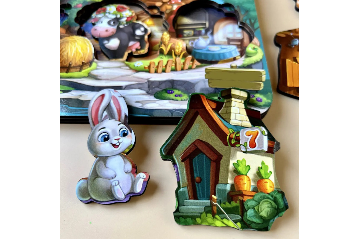 Дерев'яний пазл-вкладиш "Де чий будиночок на дереві?" Ubumblebees (ПСД172) PSD172 тришаровий