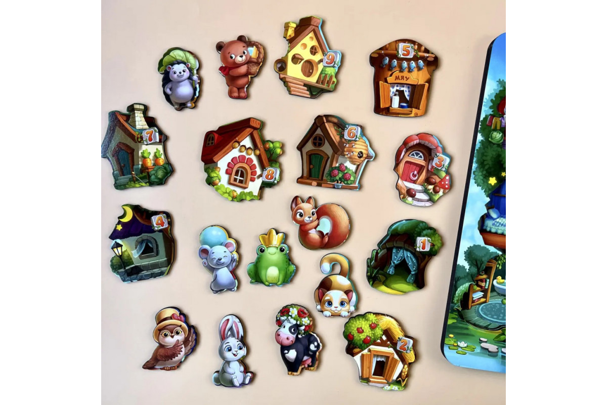 Дерев'яний пазл-вкладиш "Де чий будиночок на дереві?" Ubumblebees (ПСД172) PSD172 тришаровий