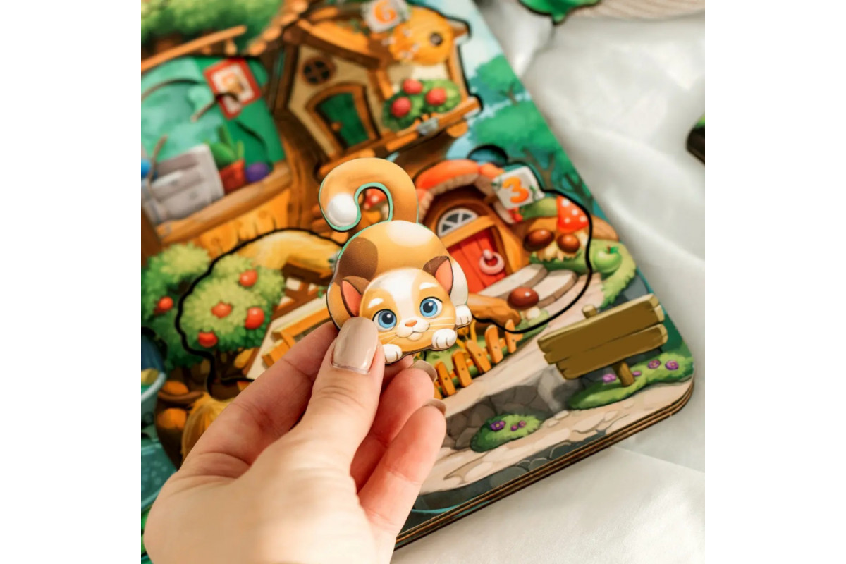 Дерев'яний пазл-вкладиш "Де чий будиночок на дереві?" Ubumblebees (ПСД172) PSD172 тришаровий