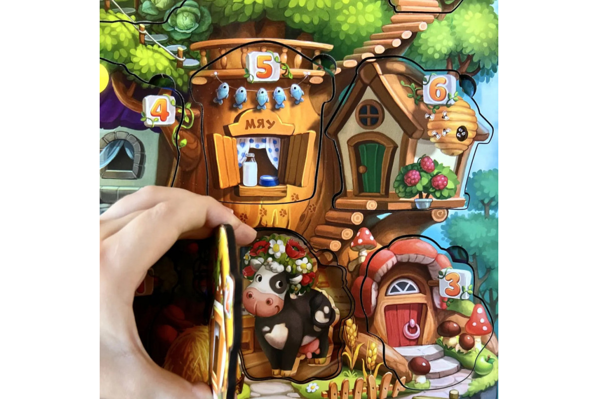 Дерев'яний пазл-вкладиш "Де чий будиночок на дереві?" Ubumblebees (ПСД172) PSD172 тришаровий