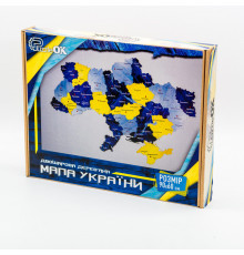 Деревянный пазл "Карта Украины" Арт-60906 сине-желтый 60х90 см