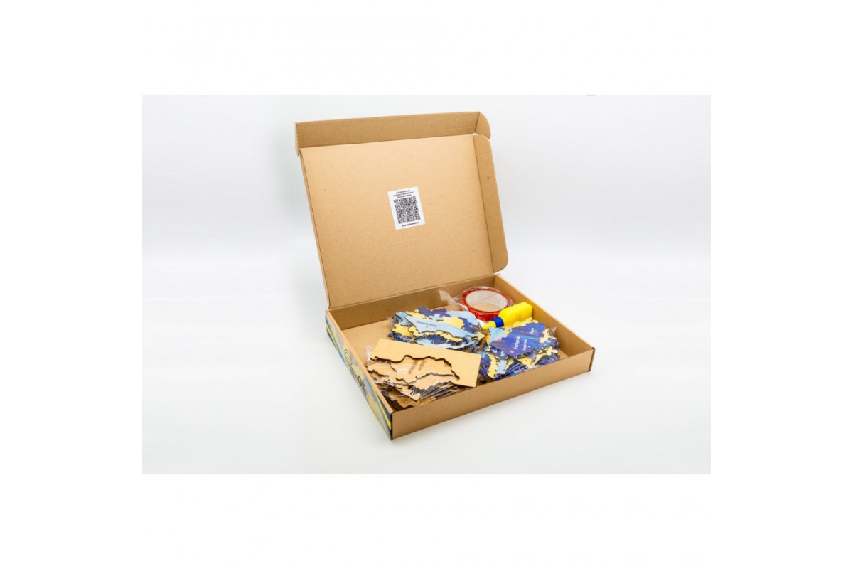 Дерев'яний пазл "Мапа України" Арт-60906 синьо-жовтий 60х90 см