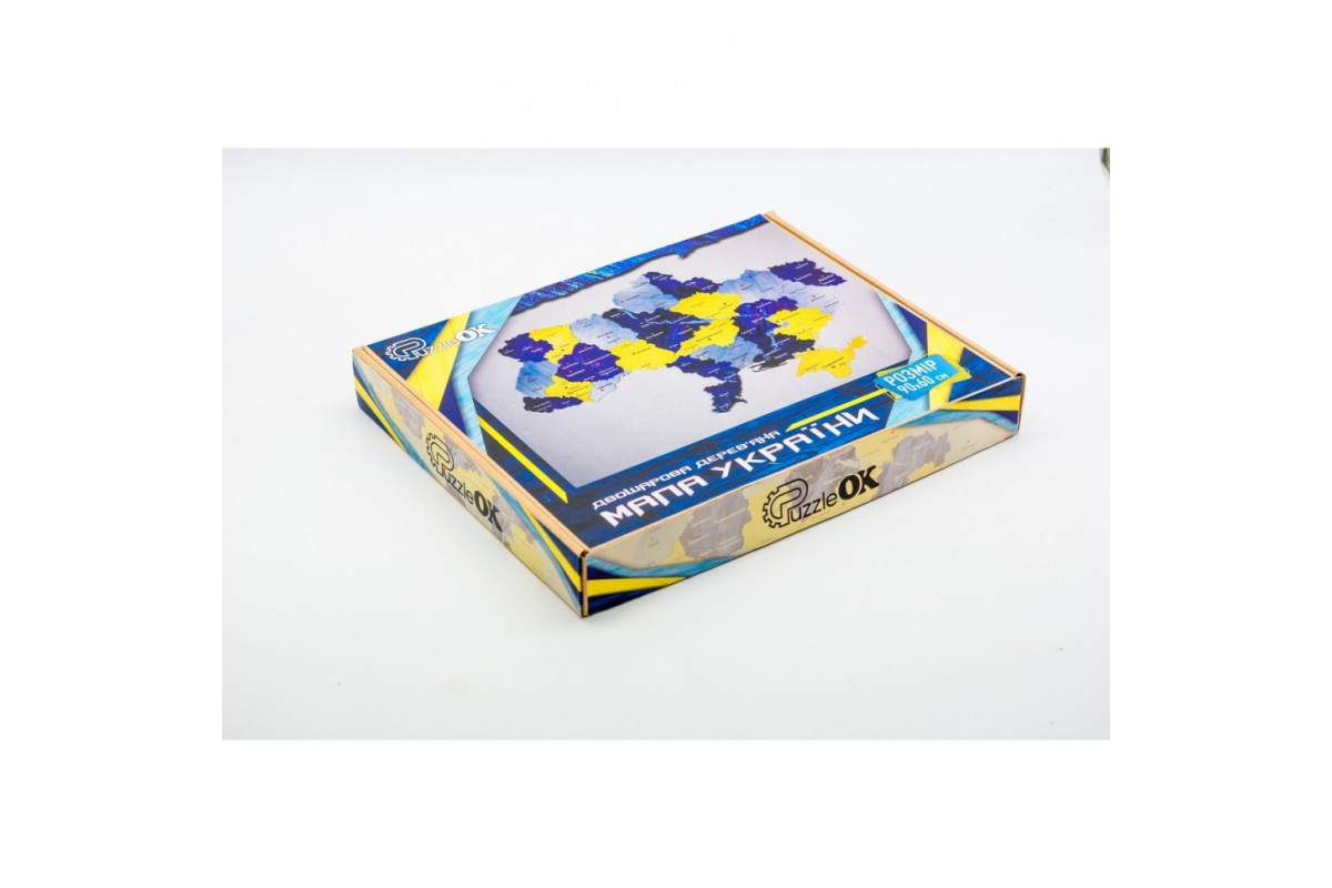Дерев'яний пазл "Мапа України" Арт-60906 синьо-жовтий 60х90 см