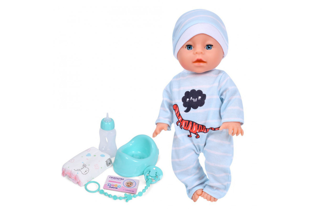 Дитяча іграшка Пупс YL2435A-2 33 см, п'є, звукові ефекти, аксесуари в наборі