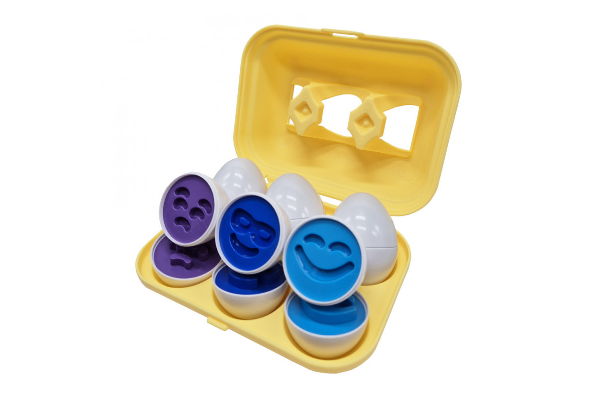 Сортер-головоломка Монтессори Яйца со смайлами DF29B 6 шт в лотке