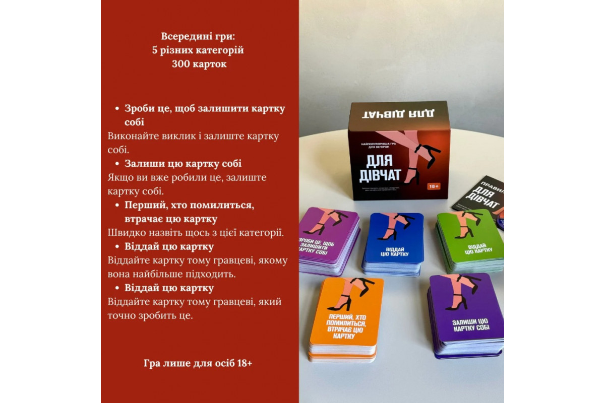 Настольная игра Для девушек 290131, 5 разных категорий карт