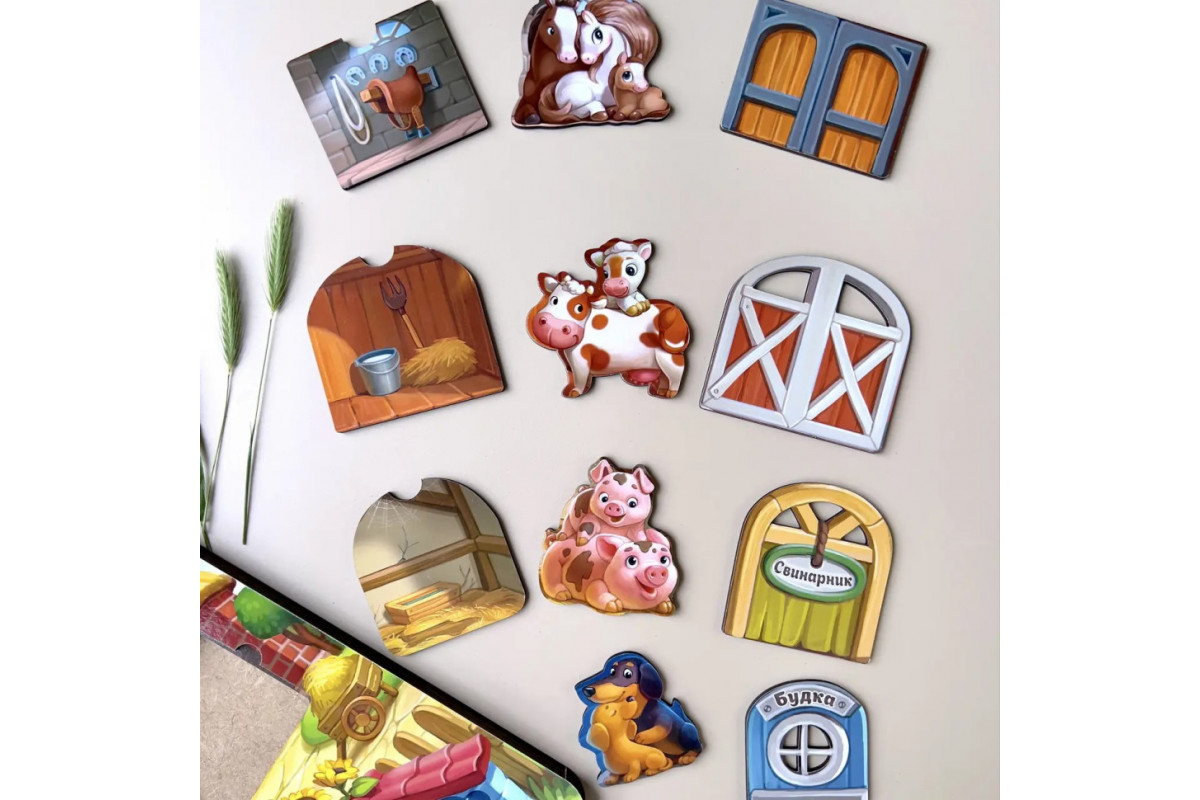 Деревянный пазл-вкладыш "Ферма" Ubumblebees (ПСД174) PSD174 трехслойный