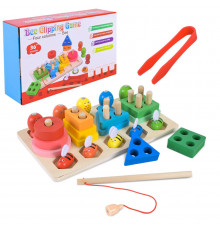 Детская деревянная игрушка "Пирамидка-сортер" C9417 рыбалка, вкладыши