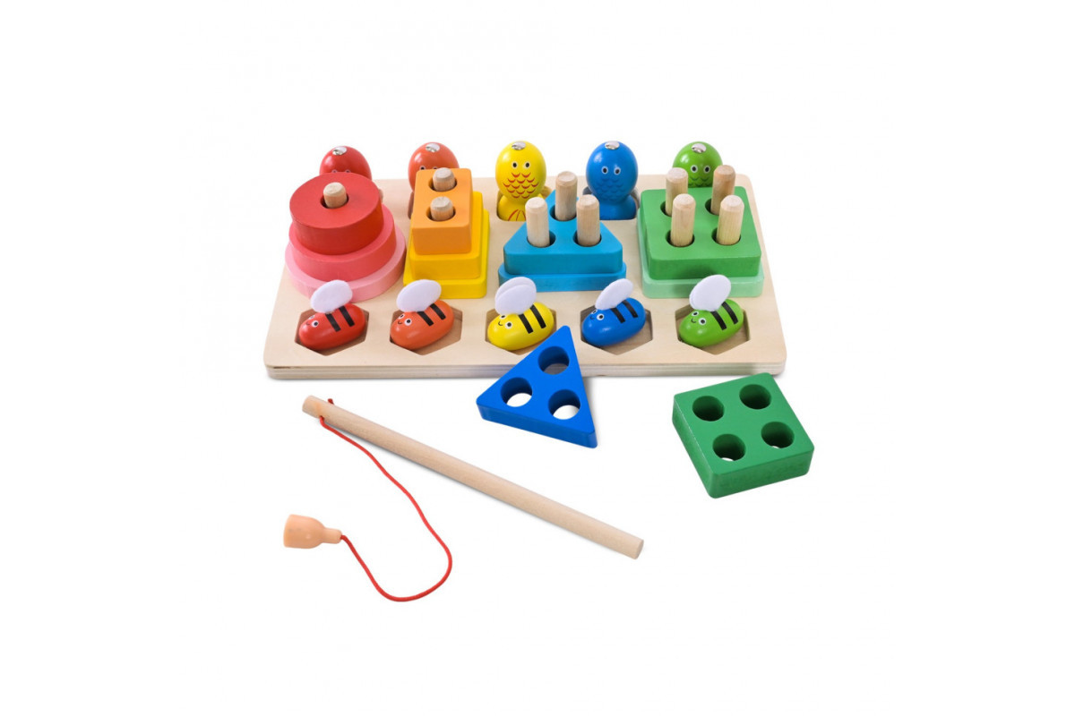 Дитяча дерев’яна іграшка "Пірамідка-сортер" C9417 рибалка, вкладиші