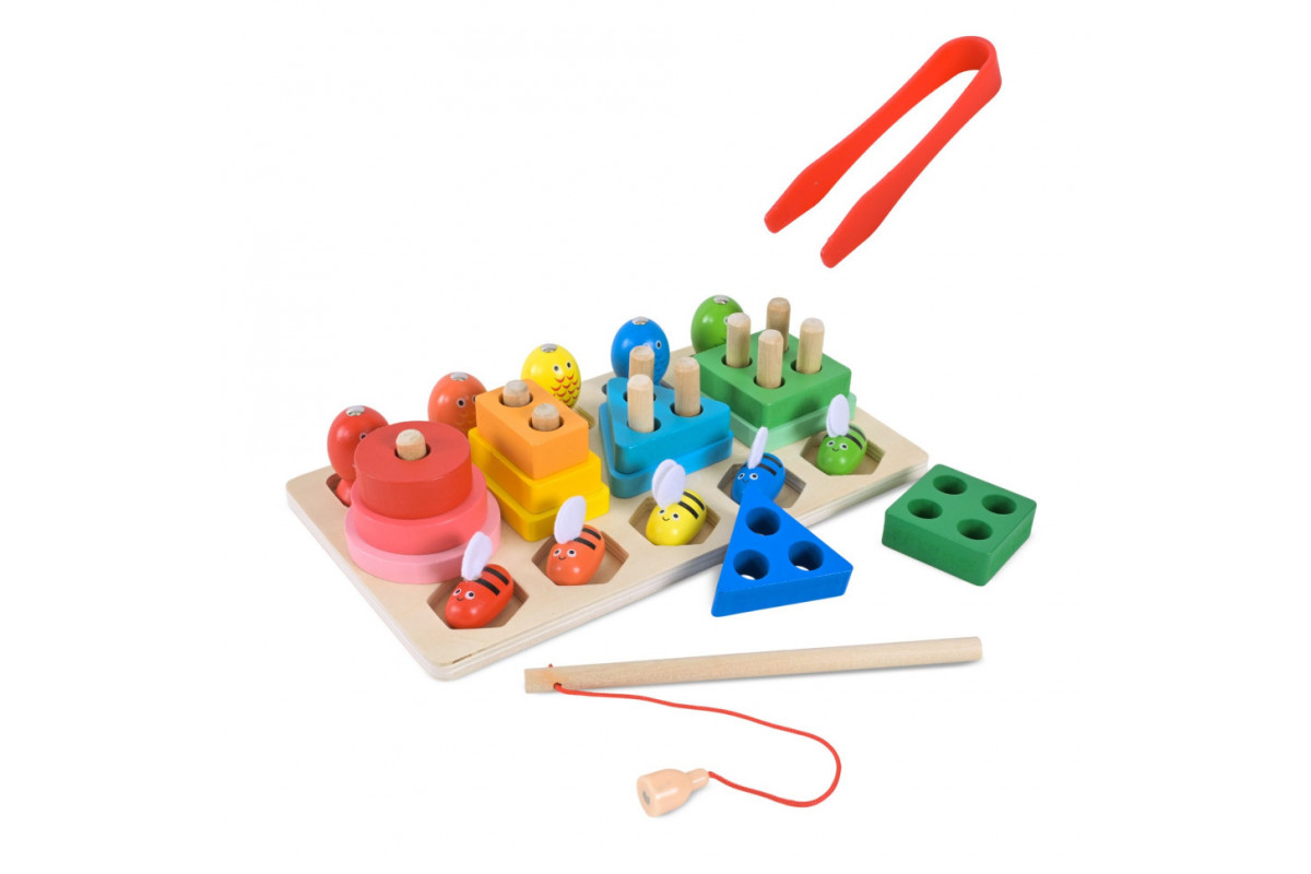 Дитяча дерев’яна іграшка "Пірамідка-сортер" C9417 рибалка, вкладиші