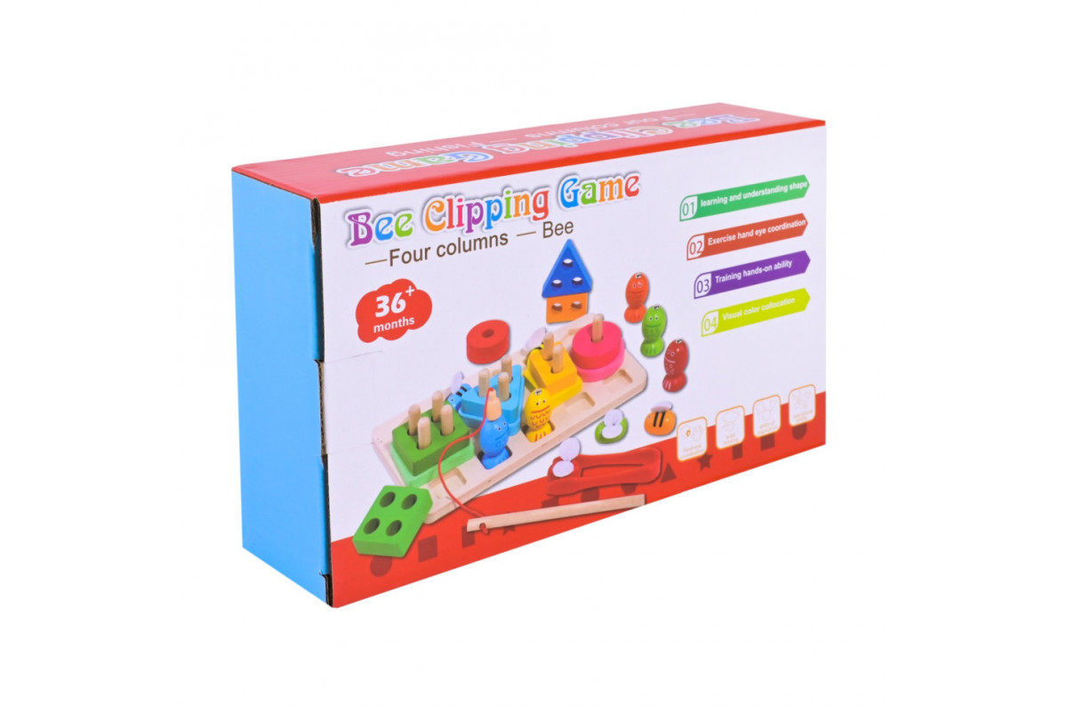 Дитяча дерев’яна іграшка "Пірамідка-сортер" C9417 рибалка, вкладиші