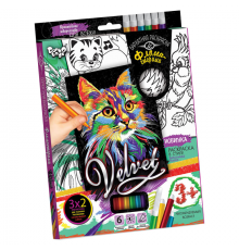 Комплект креативного творчества "Бархатная раскраска фломастерами" VLV-01 Котенок