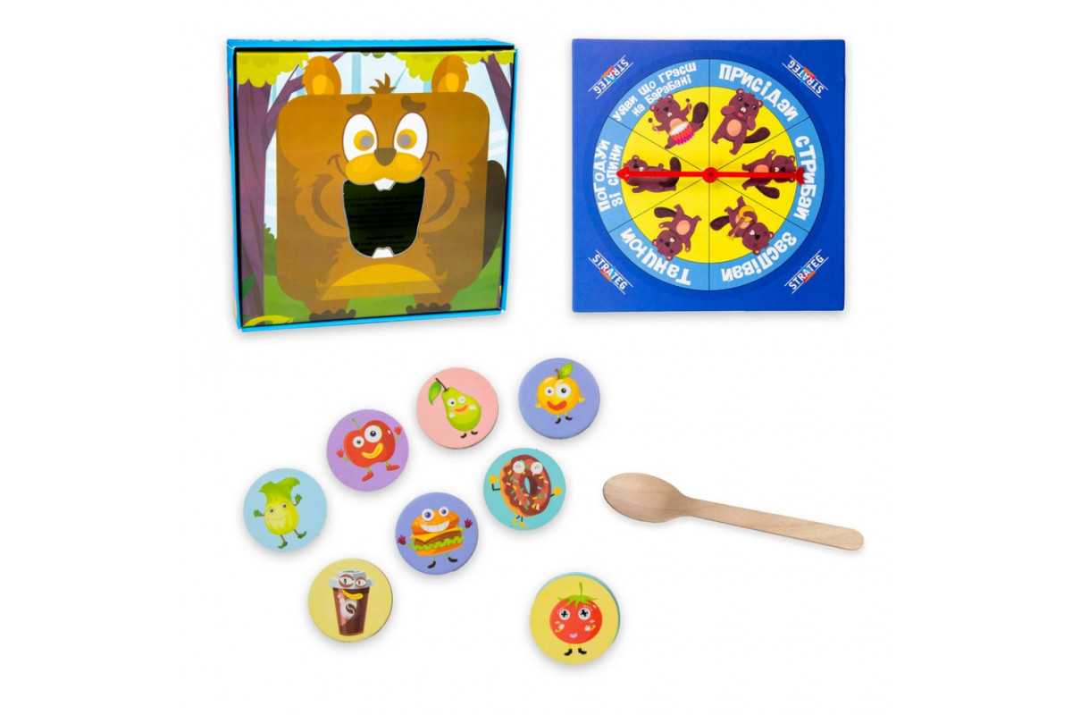 Настільна гра "Погодуй мене -  бобер" 30378 інструкція 20 фішок, рулетка