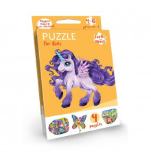 Детские развивающие пазлы "Puzzle For Kids" PFK-05-12, 2 картинки Единорог фиолетовый