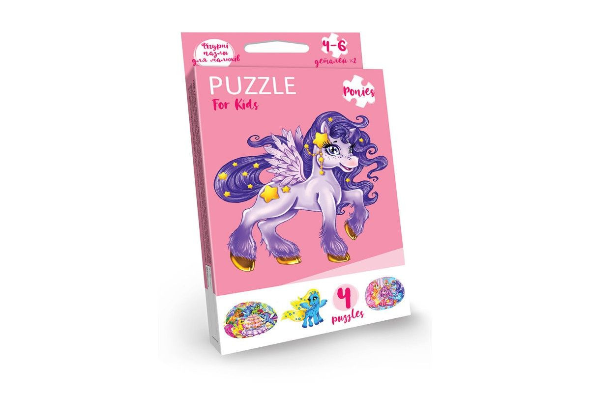 Детские развивающие пазлы "Puzzle For Kids" PFK-05-12, 2 картинки Единорожек