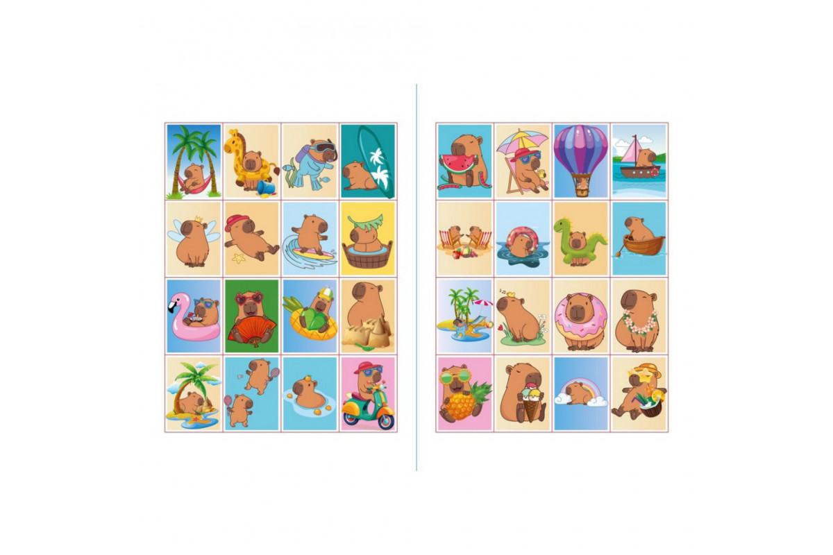 Детская раскраска со стикерами "Капибара на каникулах" CB21, 16 страниц