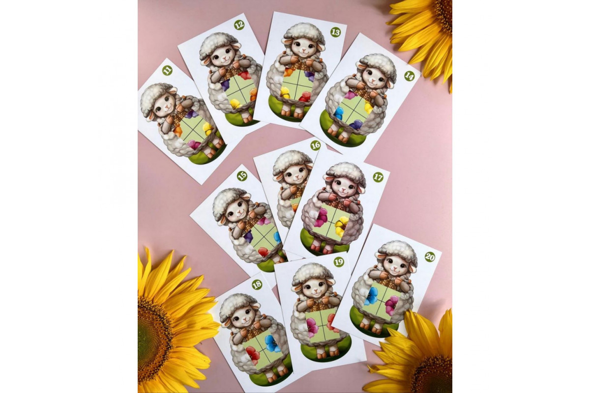 Дерев'яний пазл-сортер "Вівця на галявині" Ubumblebees (ПСФ096) PSF096, 20 карток